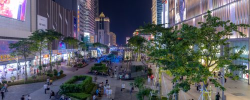 Shenzhen, China - July 21, 2018 : Electronics stores at Huaqiang North Road. Huaqiangbei is a major electronics trading area in Shenzhen. Shenzhen is the largest manufacturing base in the world